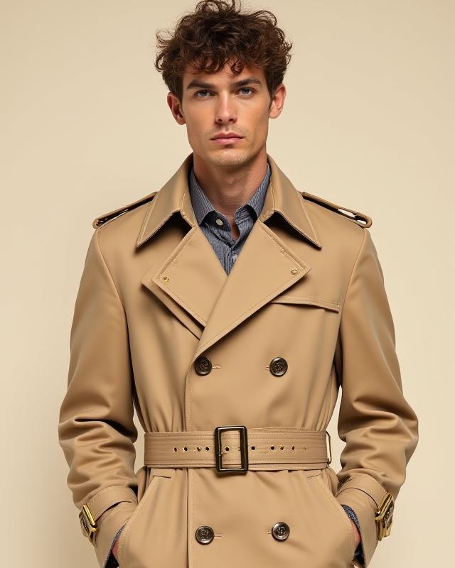 Trench coat uomo beige